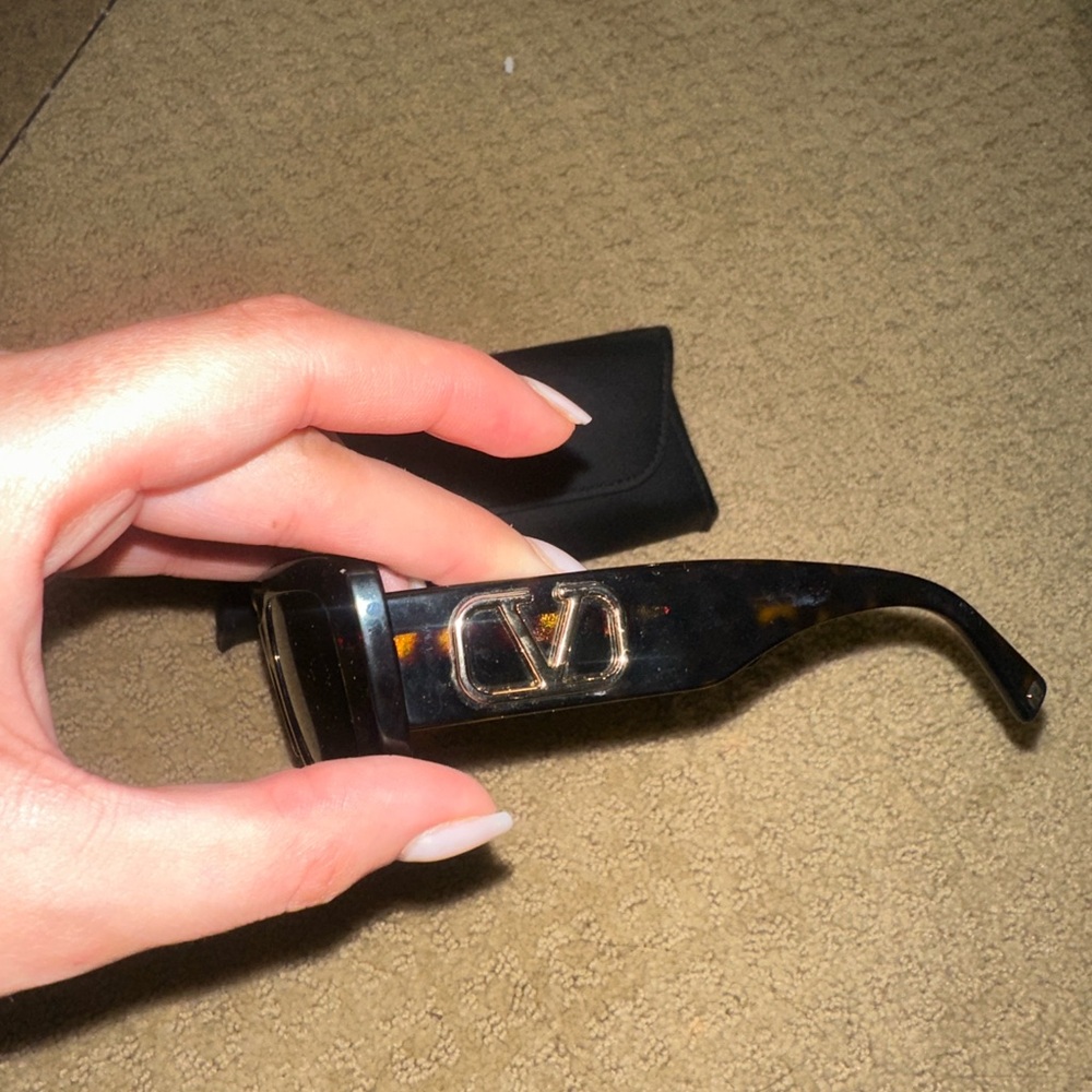 Valentino Rectangular Sunglasses (Black) - image 4